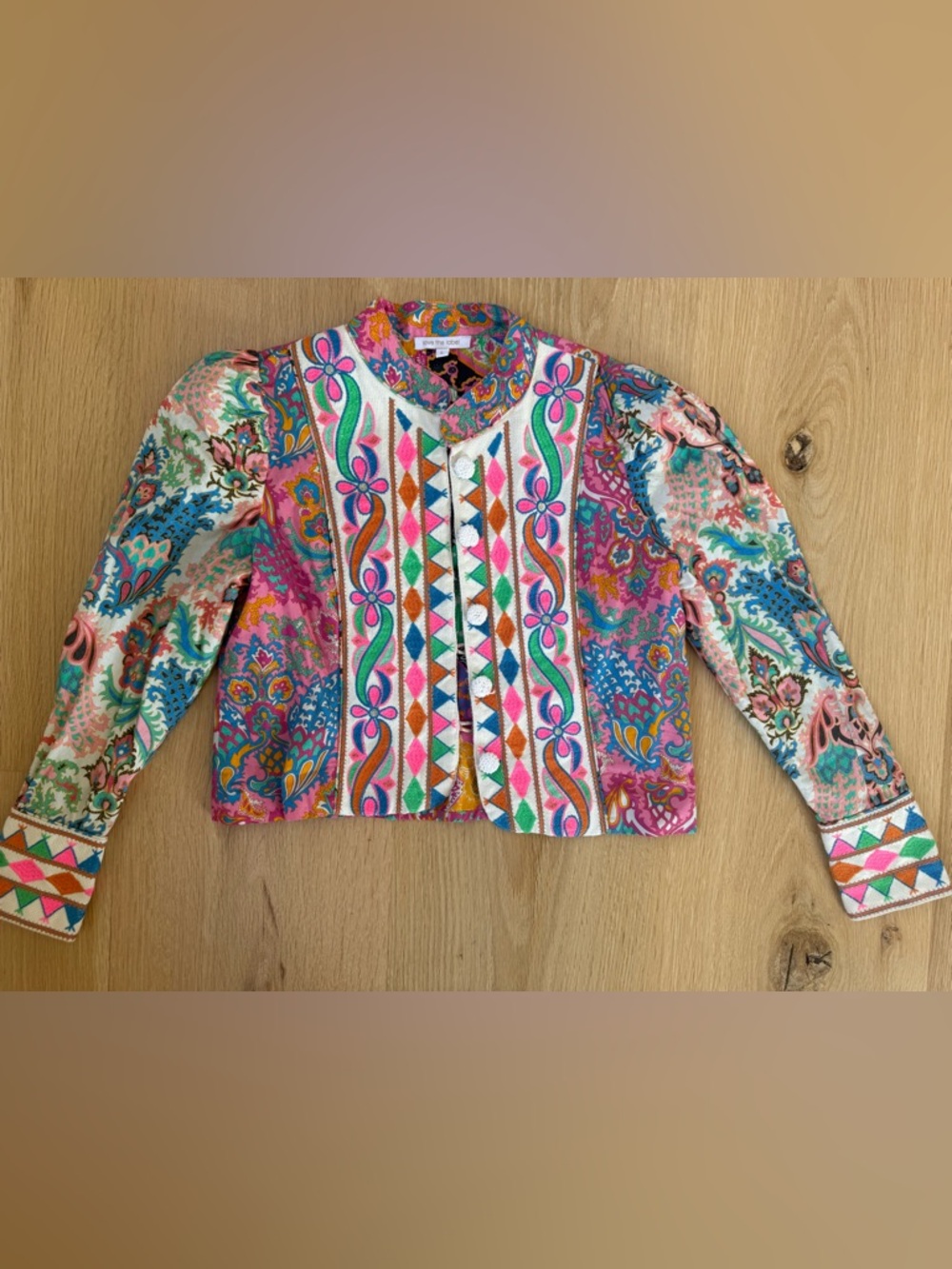 Love The Label Embroidered Boho Jacket in Pink Multi